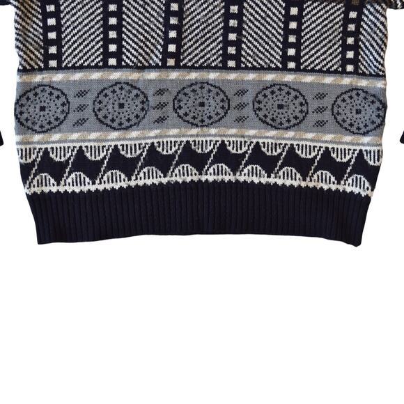 Vintage Mexx Geometric Knit Sweater Navy Gray Wool Blend Men's M - Picture 3 of 8